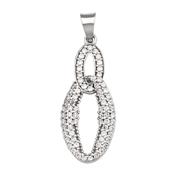PCZP41-10KW 10K White Gold CZ Fashion Pendant - 1.2 g