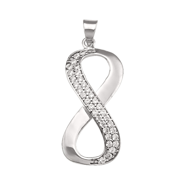 PCZP42-10KW 10K White Gold CZ Fashion Infinite Love Pendant - 1.4 g