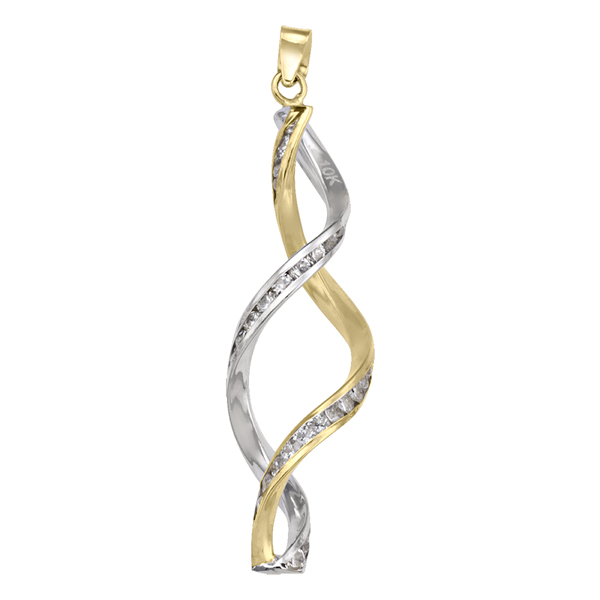 PCZP57-10KY 10K Gold CZ Fashion Pendant with Stones, Silver - 1.4 g