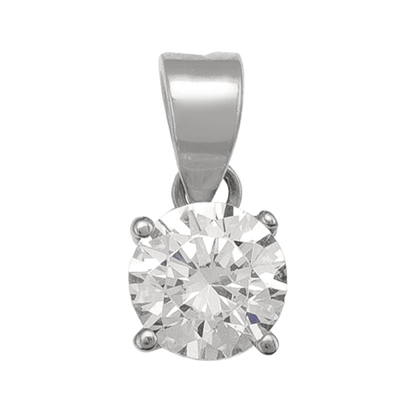 Picture of Cheri Jadore PN4958-10KW 6 mm 10K Silver Cubic Zirconia Pendant - 1.0 g