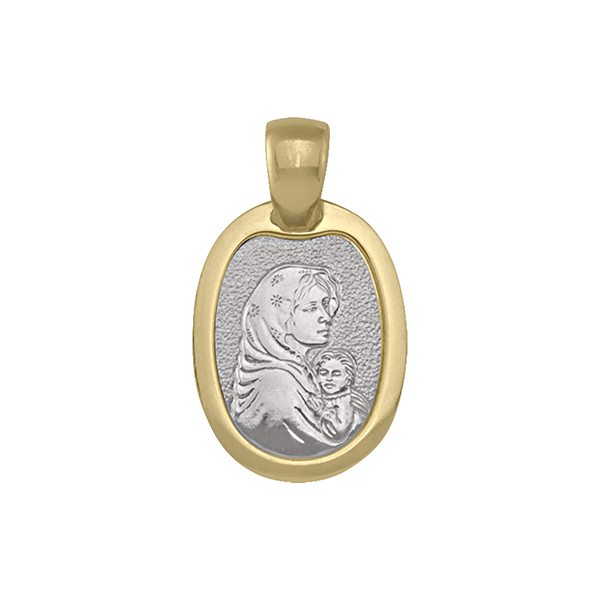 Picture of Cheri Jadore PST08-18K-2T 18K Two Tone Oval Madonna Pendant&#44; Gold - 2.1 g