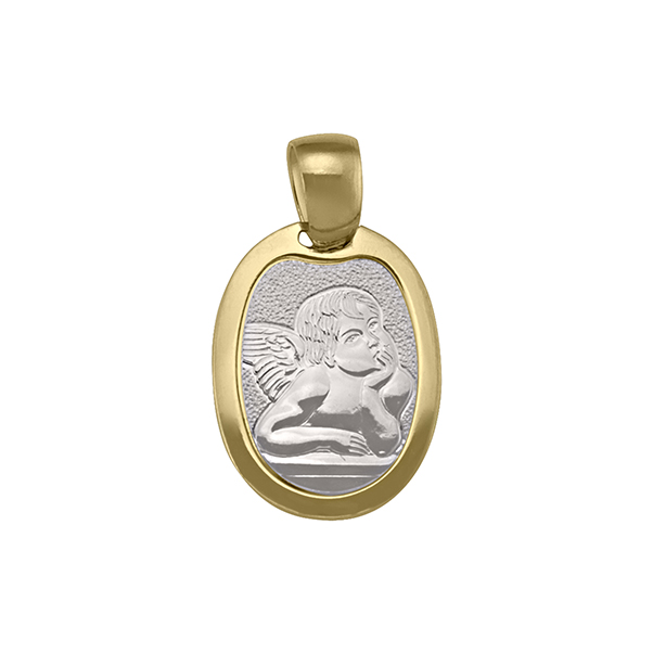 Picture of Cheri Jadore PST17-18K-2T 18K Two Tone Thinking Angel Pendant&#44; Gold & Silver - 2.1 g