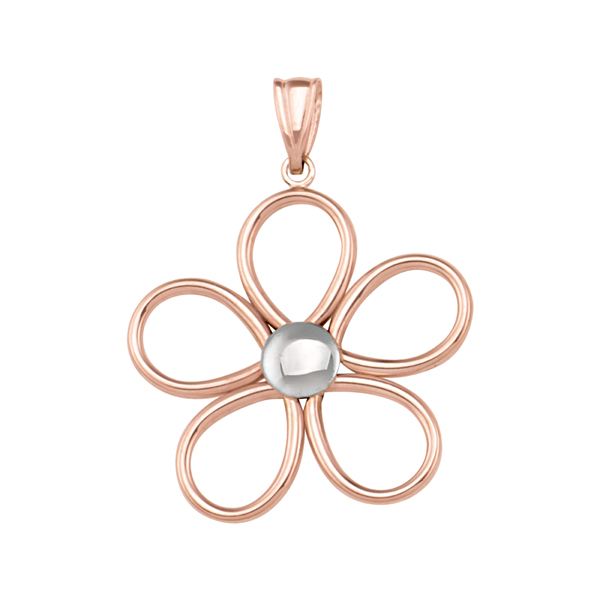 PTECA160PW-10P 10K Flower Fashion Pendant - Pink Rose Gold- 1.6 g