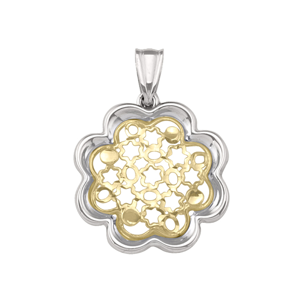Picture of Cheri Jadore PTECA93-10K2T 10K Gold & Silver Floral Shaped Pendant - 1.2 g