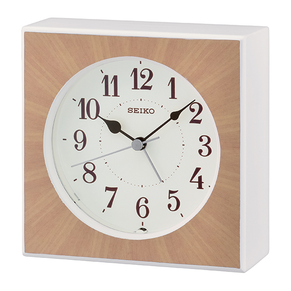 QXE060B Analog Quartz Desk Alarm Clock - Brown & White -  Seiko