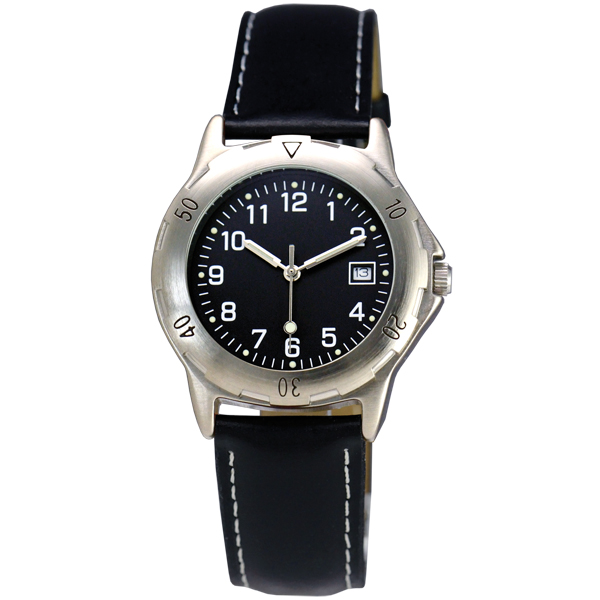 Picture of Matsuda 638-00BKBK Muscular Mens Watch with Leather Strap&#44; Black