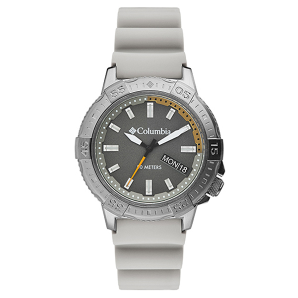 Picture of Columbia CSC03-004 10 in. Peak Patrol 3-Hand Day Date Khaki Silicone Watch for Men&#44; Gray