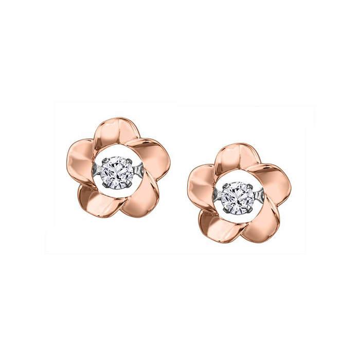 Picture of Cheri Jadore E3412-10T-08 Canadian Diamond Solitaire Flower Earrings in 10K&#44; Rose Gold - 0.08 CT.