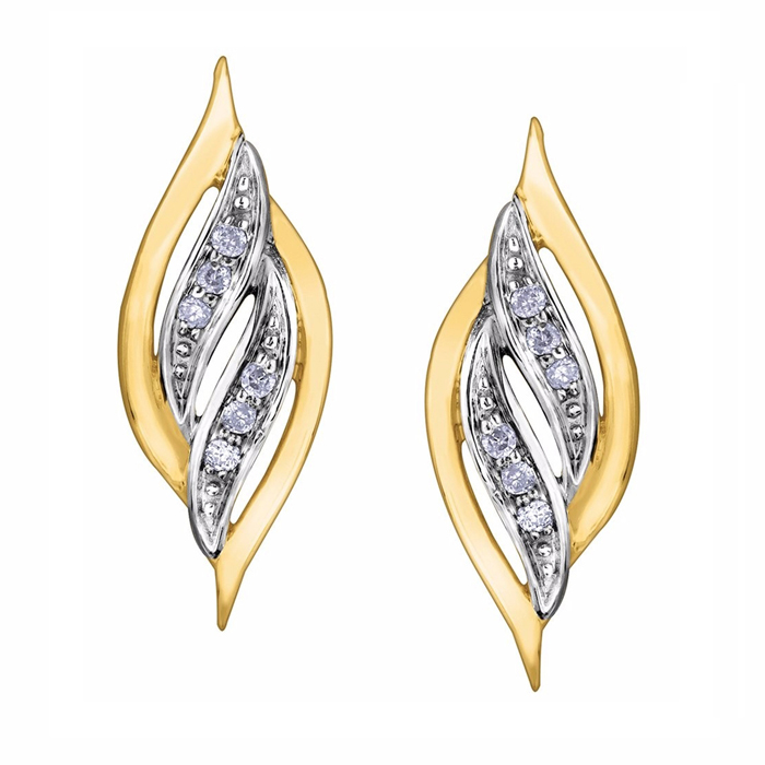Picture of Cheri Jadore E3483-10Y-038 Diamond Swirl Earrings in 10K&#44; Yellow Gold - 0.038 CT. TW.