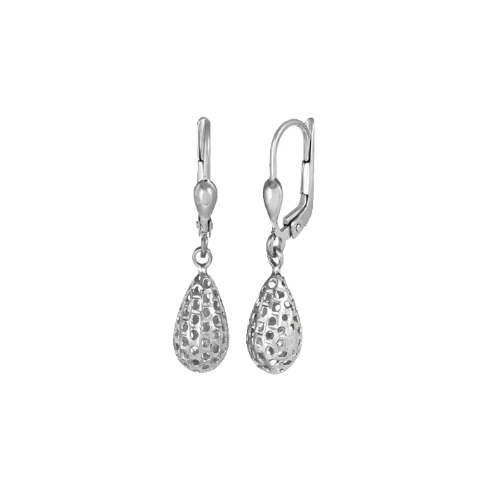ETECA74-10W-18 10K White Gold Filigree Teardrop Earrings