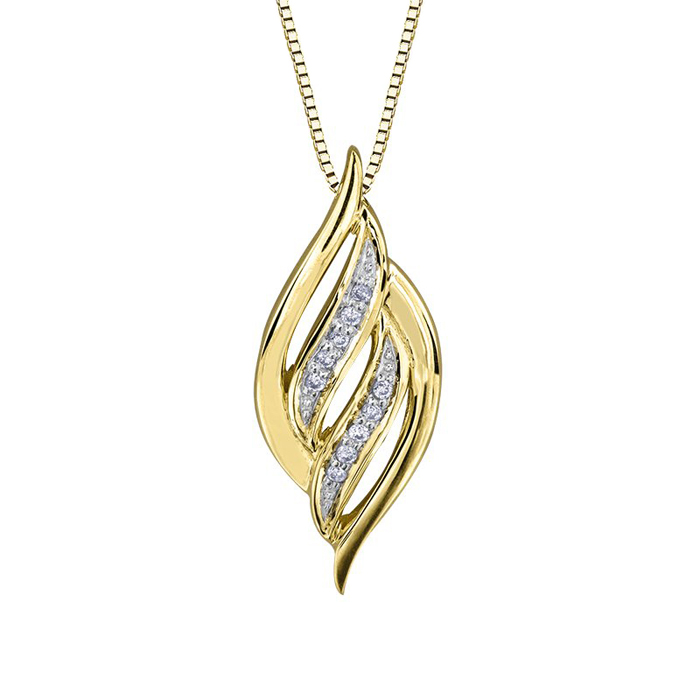 Picture of Cheri Jadore P3483-10Y-03 Diamond Swirl Pendant in 10K&#44; Yellow Gold - 0.03 CT. TW.