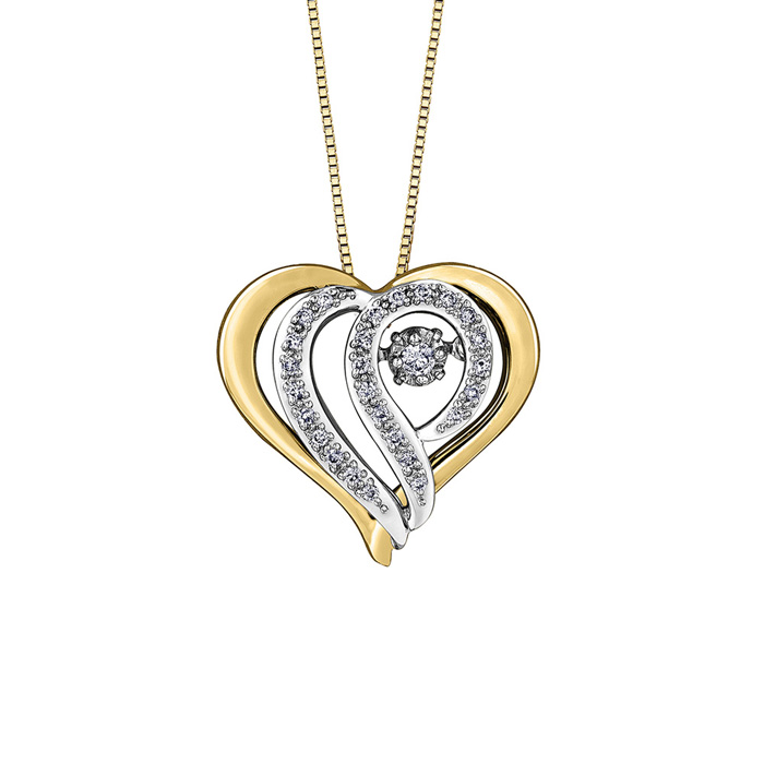 Picture of Cheri Jadore P3560-10T-15 Diamond Heart Pendant&#44; Two-Tone Gold - 0.15 CT. TW.