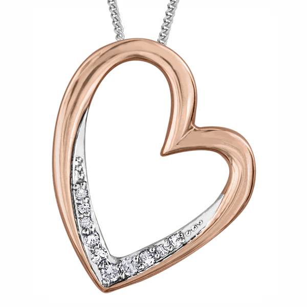 Picture of Cheri Jadore P3354-10T-0054 Heart Shaped Diamond Pendant in 10K&#44; Rose Gold - 0.054 CT. T.W.
