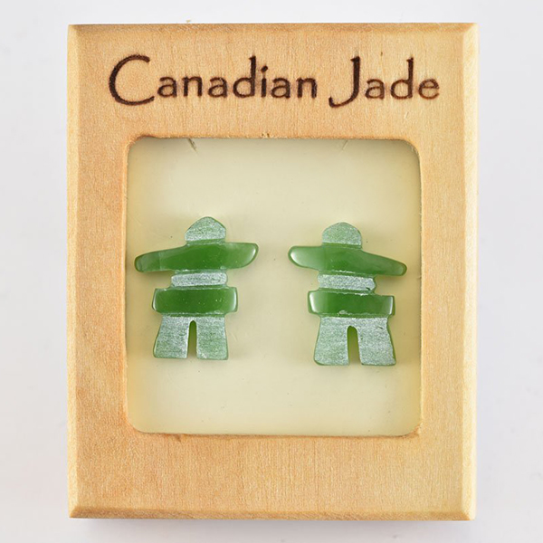 Picture of Cheri Jadore EWES486 Canadian Nephrite Jade Inukshuk Stud Earrings