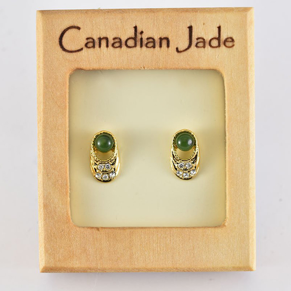 Picture of Cheri Jadore EWES87-Y Canadian Nephrite Jade Gold Plated Stud Earrings