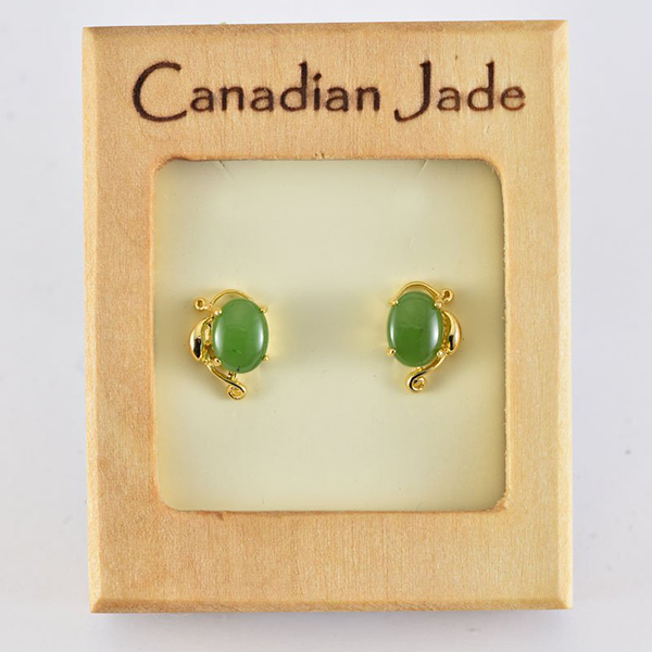 Picture of Cheri Jadore EWES89-Y Canadian Nephrite Jade Gold Plated Stud Earrings