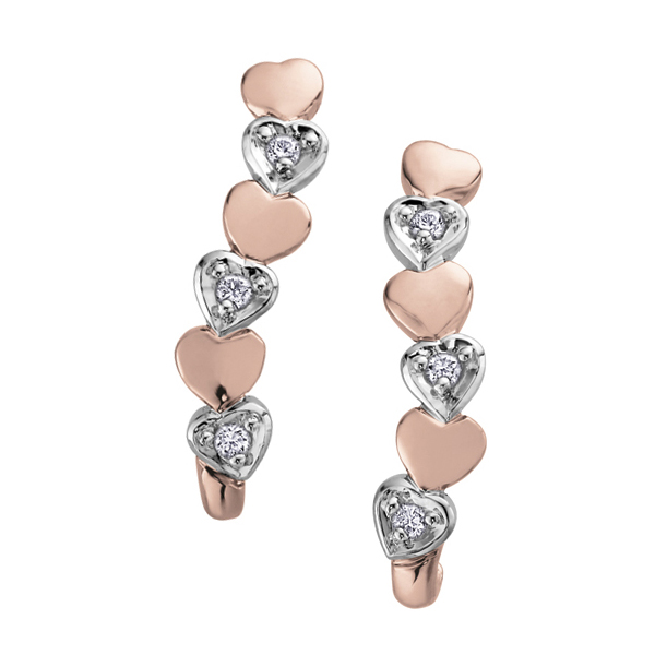 Picture of Cheri Jadore E2399-10R-06 10K Heart Shaped Drop Earrings with Diamonds&#44; White & Rose Gold - 0.06 CT. T.W.