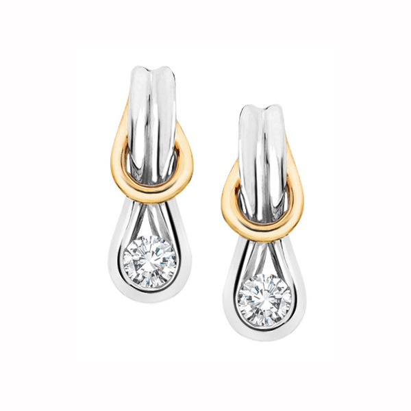 Picture of Cheri Jadore ELU24760-10T-25 Canadian Diamond Love Knot Earrings in 10K&#44; Two-Tone Gold - 0.25 CT. T.W.