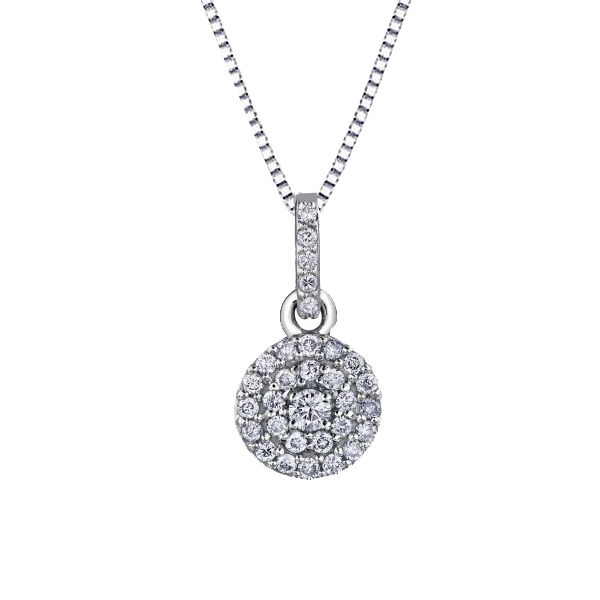 Picture of Cheri Jadore P3069-10W-175 Canadian Diamond Double Frame Pendant in 10K&#44; White Gold - 0.175 CT.