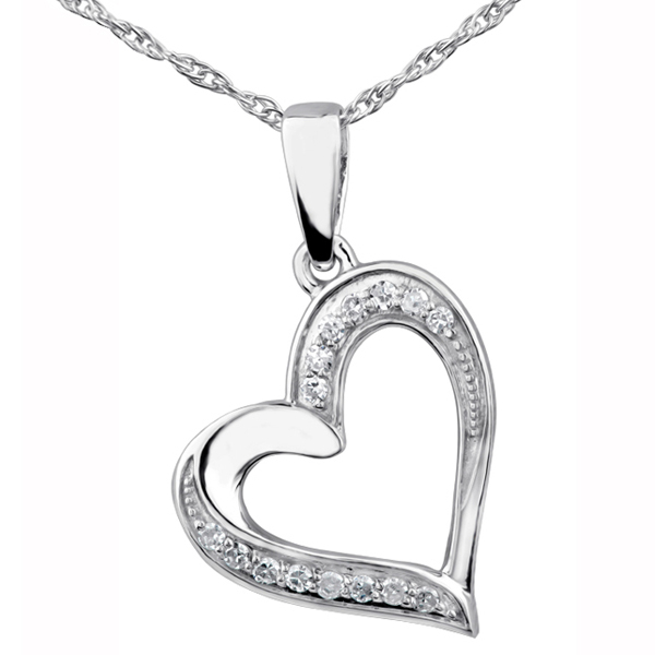 Picture of Cheri Jadore P3079-10W-05 Diamond Heart Pendant in 10K&#44; White Gold - 0.05 CT. T.W.