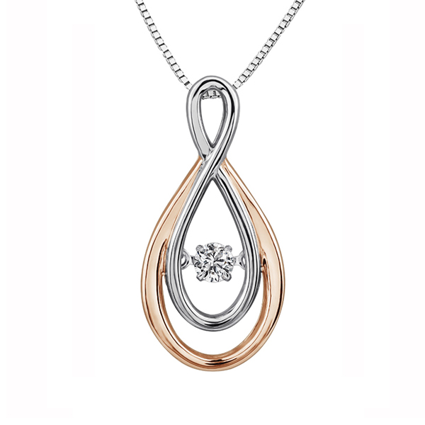 Picture of Cheri Jadore P3126-10T-10 Layered Infinity Pendant in 10K&#44; Rose & White Gold with Diamond - 0.10 CT.