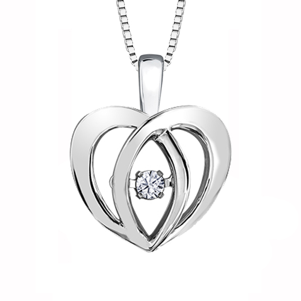 Picture of Cheri Jadore P3202-SS-05 Diamond Solitaire Heart Pendant&#44; Sterling Silver - 0.05 CT.