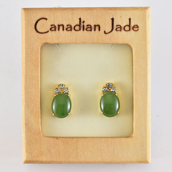 Picture of Cheri Jadore EWES218-Y Canadian Nephrite Jade Gold Plated Stud Earrings