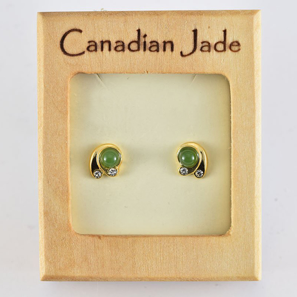Picture of Cheri Jadore EWES227-Y Canadian Nephrite Jade Gold Plated Stud Earrings