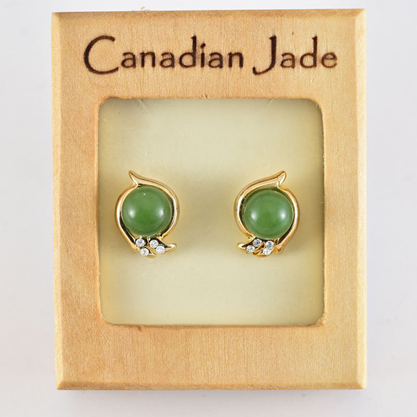 Picture of Cheri Jadore EWES279-Y Canadian Nephrite Jade Gold Plated Stud Earrings