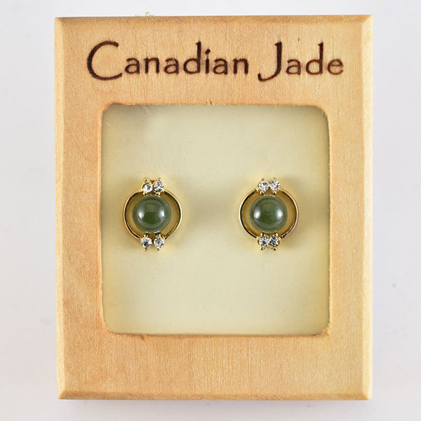 Picture of Cheri Jadore EWES284-Y Canadian Nephrite Jade Gold Plated Stud Earrings