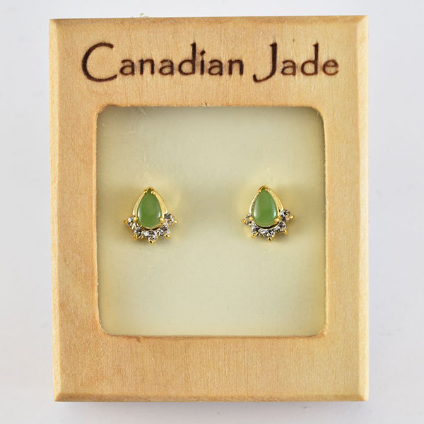 Picture of Cheri Jadore EWES301-Y Canadian Nephrite Jade Gold Plated Stud Earrings