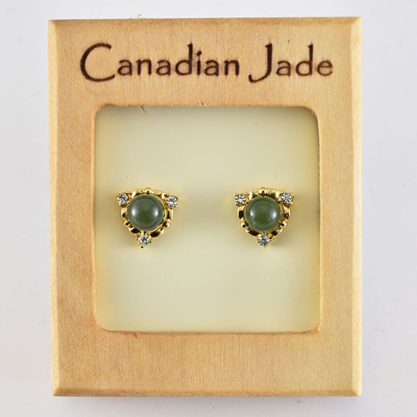 Picture of Cheri Jadore EWES334-Y Canadian Nephrite Jade Gold Plated Stud Earrings
