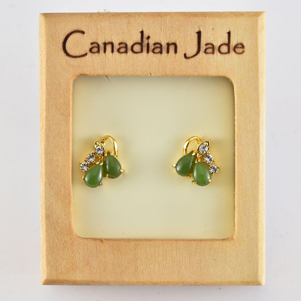 Picture of Cheri Jadore EWES348-Y Canadian Nephrite Jade Gold Plated Stud Earrings