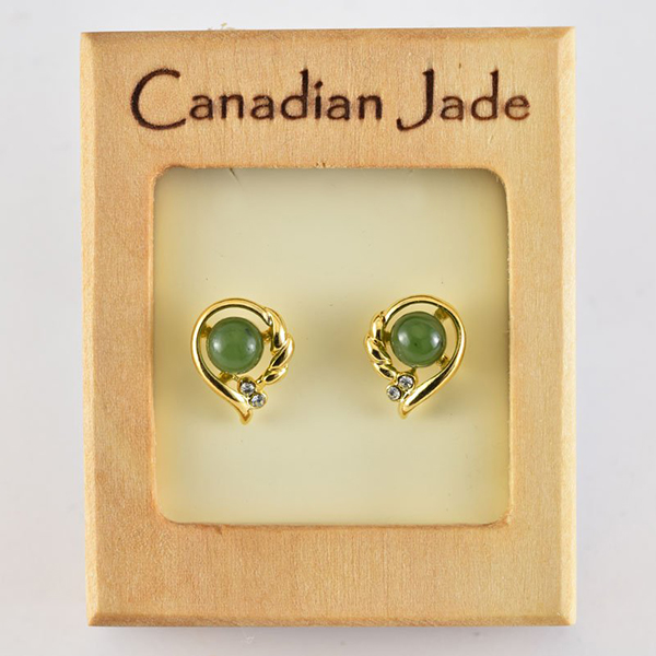 Picture of Cheri Jadore EWES357-Y Canadian Nephrite Jade Gold Plated Stud Earrings