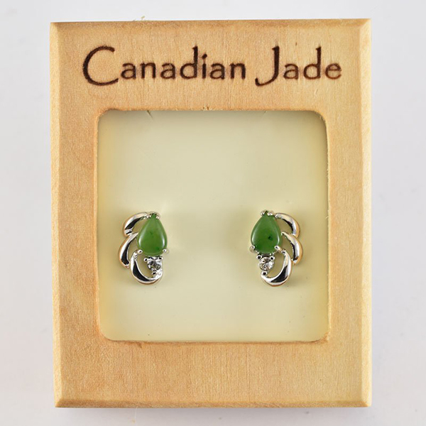 Picture of Cheri Jadore EWES374-W Canadian Nephrite Jade Silver Plated Stud Earrings