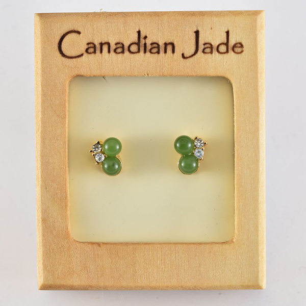 Picture of Cheri Jadore EWES379-Y Canadian Nephrite Jade Gold Plated Stud Earrings