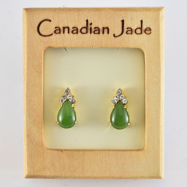 Picture of Cheri Jadore EWES413-Y Canadian Nephrite Jade Gold Plated Stud Earrings
