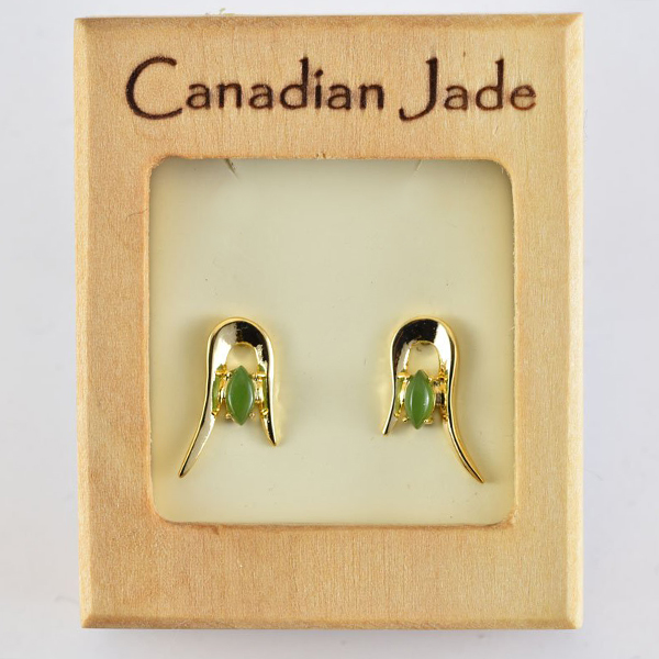Picture of Cheri Jadore EWES437-Y Canadian Nephrite Jade Gold Plated Stud Earrings