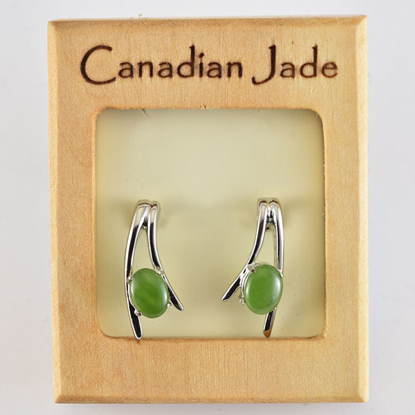 Picture of Cheri Jadore EWES454-W Canadian Nephrite Jade Silver Plated Stud Earrings