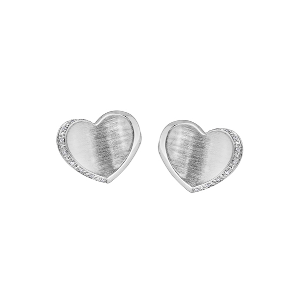 Picture of Cheri J adore EE3118-SS Diamond Heart 0.07 Carat Weight Stud Earrings&#44; Silver - Sterling Silver