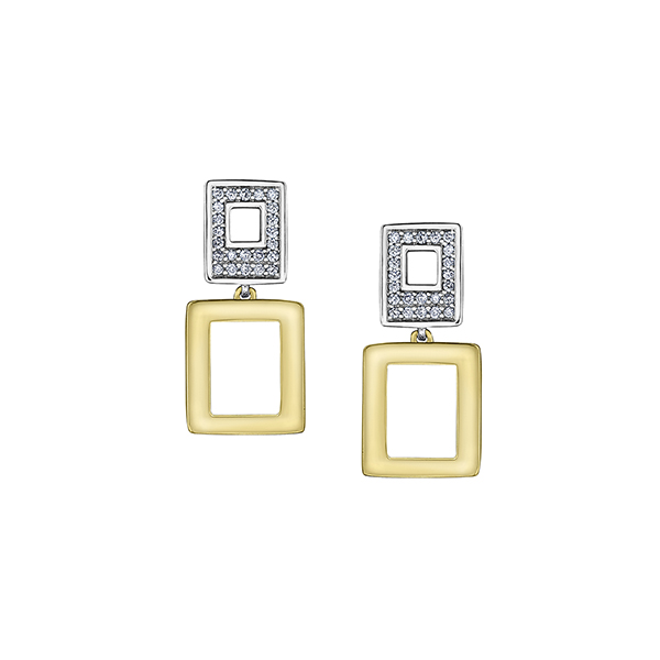 Picture of Cheri J adore EE3428YW-23-10 Diamond 0.23 Stud Earrings&#44; Silver & Gold - 10K Gold & White Gold