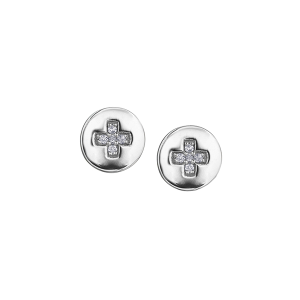 Picture of Cheri J adore EE3471W-10 Diamond Button 0.05 Carat Weight Stud Earrings&#44; Silver - 10K White Gold