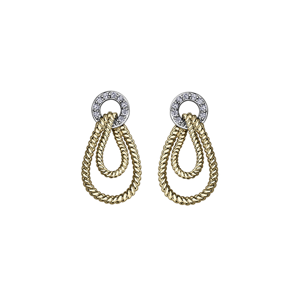 Picture of Cheri J adore EE3969YW-11-10 Diamond 0.11 Stud Earrings&#44; Silver & Gold - 10K Gold & White Gold