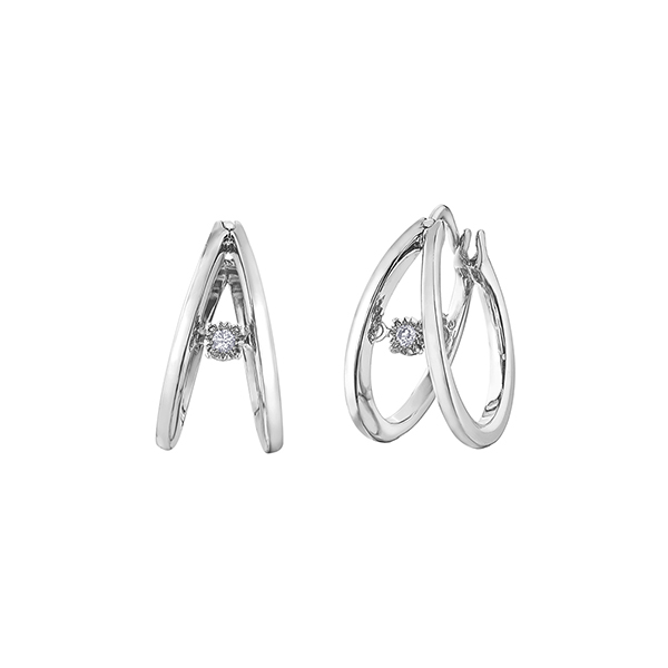 Picture of Cheri J adore EE4069W-04-10 Diamond Hoop 0.04 Carat Weight Earrings&#44; Silver - 10K White Gold