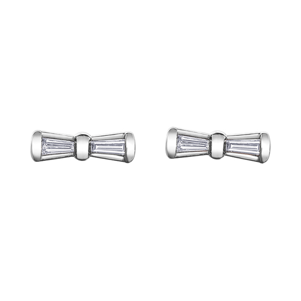 Picture of Cheri J adore EE4159W-12-10 Diamond Bow 0.12 Carat Weight Stud Earrings&#44; Silver - 10K White Gold