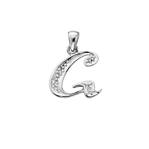 Picture of Cheri J adore PP2226G-W-10 Diamond 0.015 Carat Weight Initial G Pendant&#44; Silver - 10K White Gold