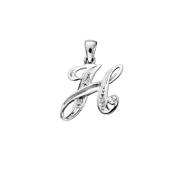 Picture of Cheri J adore PP2226H-W-10 Diamond 0.015 Carat Weight Initial H Pendant&#44; Silver - 10K White Gold