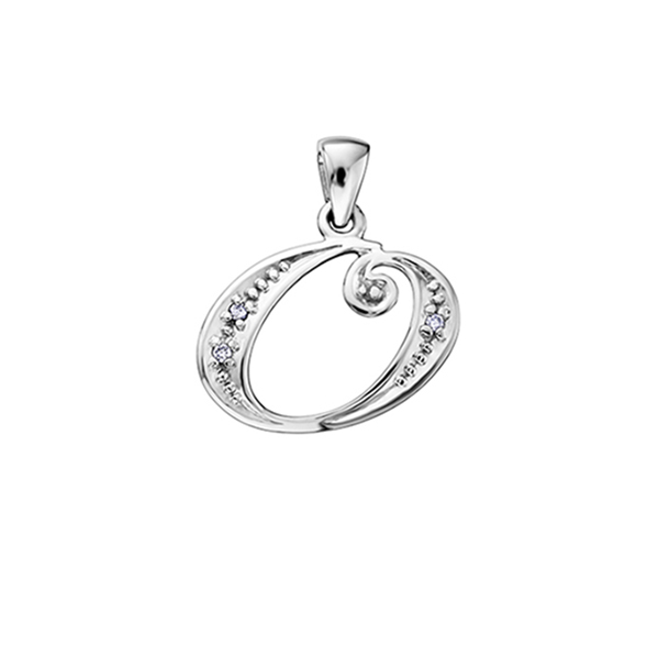 Picture of Cheri J adore PP2226O-W-10 Diamond 0.015 Carat Weight Initial O Pendant&#44; Silver - 10K White Gold