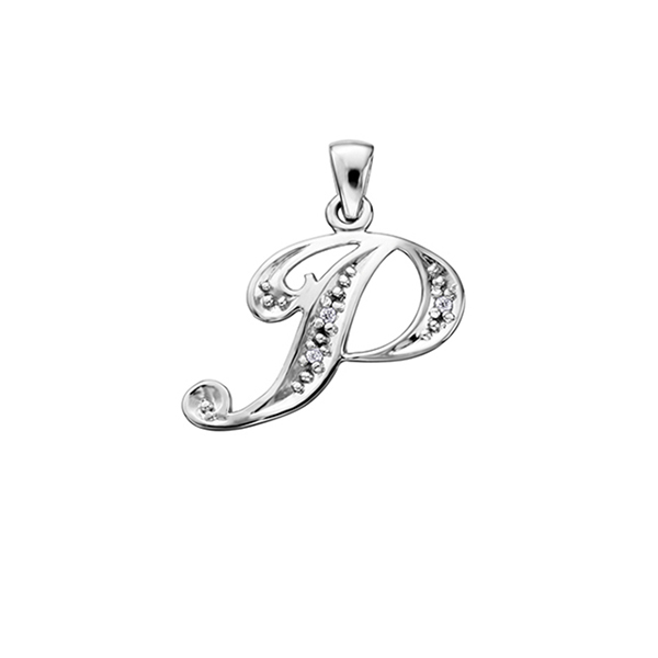 Picture of Cheri J adore PP2226P-W-10 Diamond 0.015 Carat Weight Initial P Pendant&#44; Silver - 10K White Gold
