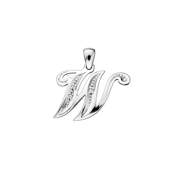 Picture of Cheri J adore PP2226W-W-10 Diamond 0.015 Carat Weight Initial W Pendant&#44; Silver - 10K White Gold